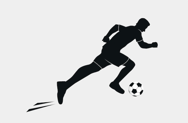 Man soccer player silhouette footballer man with ball