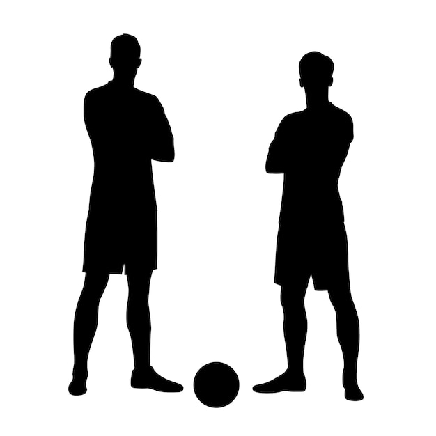 Vettore uomo di calcio scattare silhouette giocatore di calcio posa