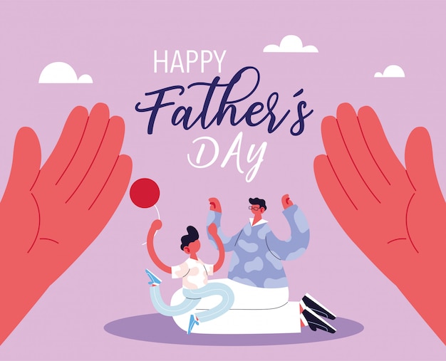 Man and son, card of the happy father day