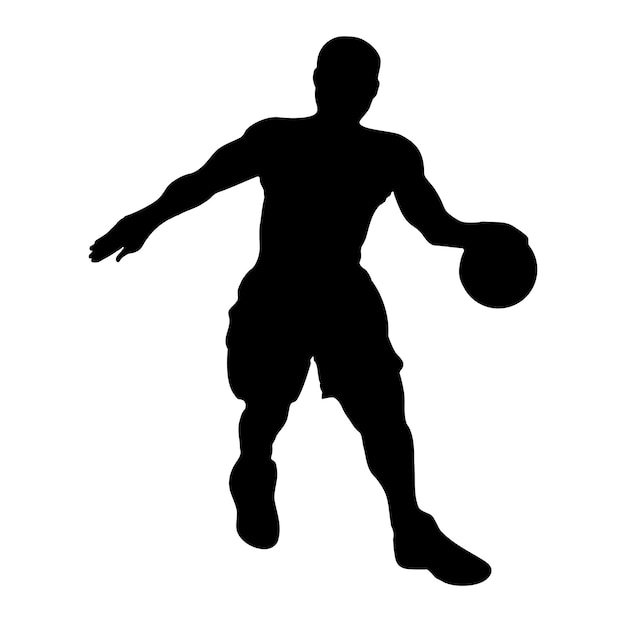 Man Spelen Basketbal Silhouet Atleet Sport Speler Vector