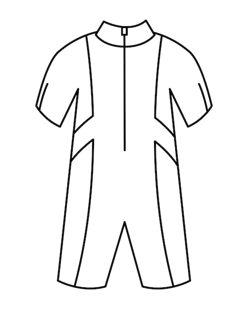 Man sport wetsuit swimwear or swimsuit for swimming and diving contour line doodle vector drawing