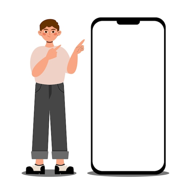 Man staat te wijzen naar een leeg telefoonscherm