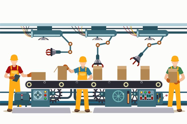 Vector a man standing in front of a machine that has the word power on it