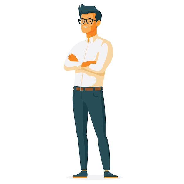 Vector a man stands tall a flat illustration on a white background