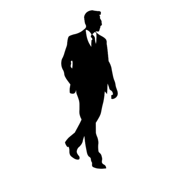 Man in suit black silhouette on white background