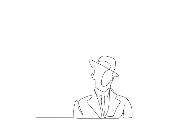 a man in a suit with an old stylish hat stands seriously portrait concept