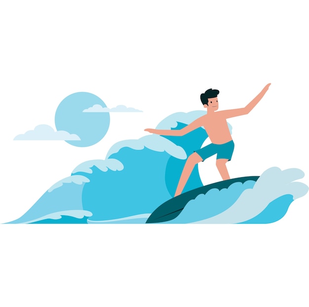 A man surfing on the ocean during holiday illustration