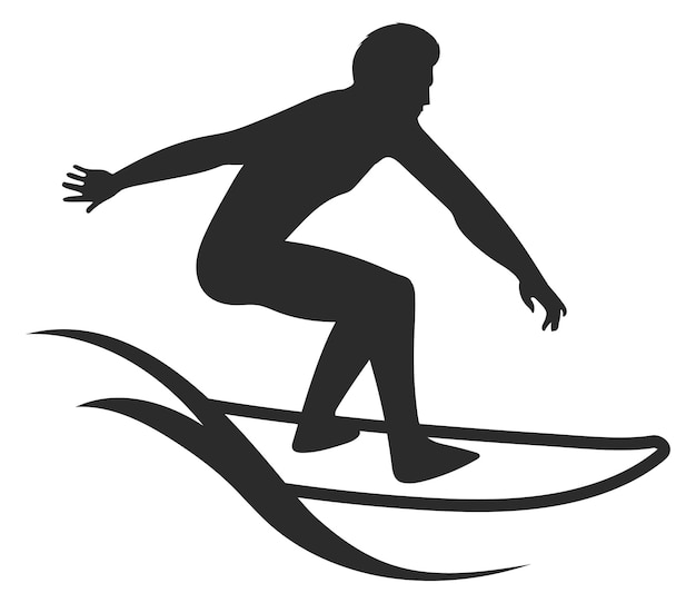 Man surfing on waves Summer activity black logo