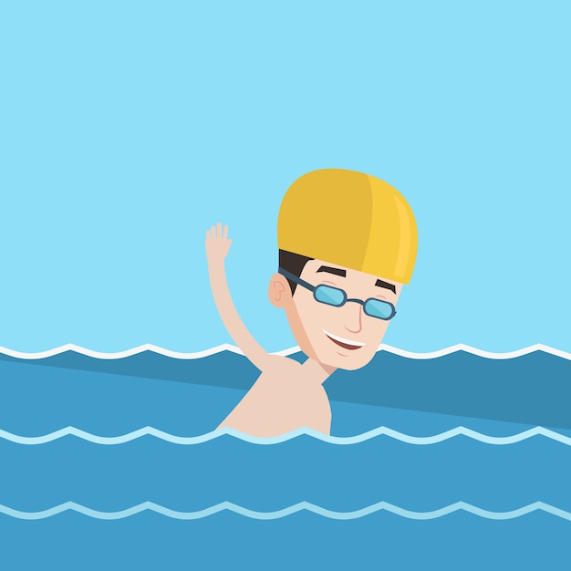 Vettore illustrazione vettoriale di nuoto uomo.