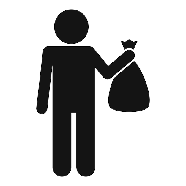 Man take garbage bag icon Simple illustration of man take garbage bag vector icon for web design isolated on white background