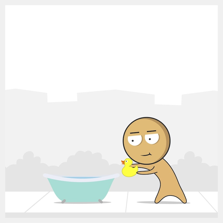 वेक्टर man takes a bath with a duck