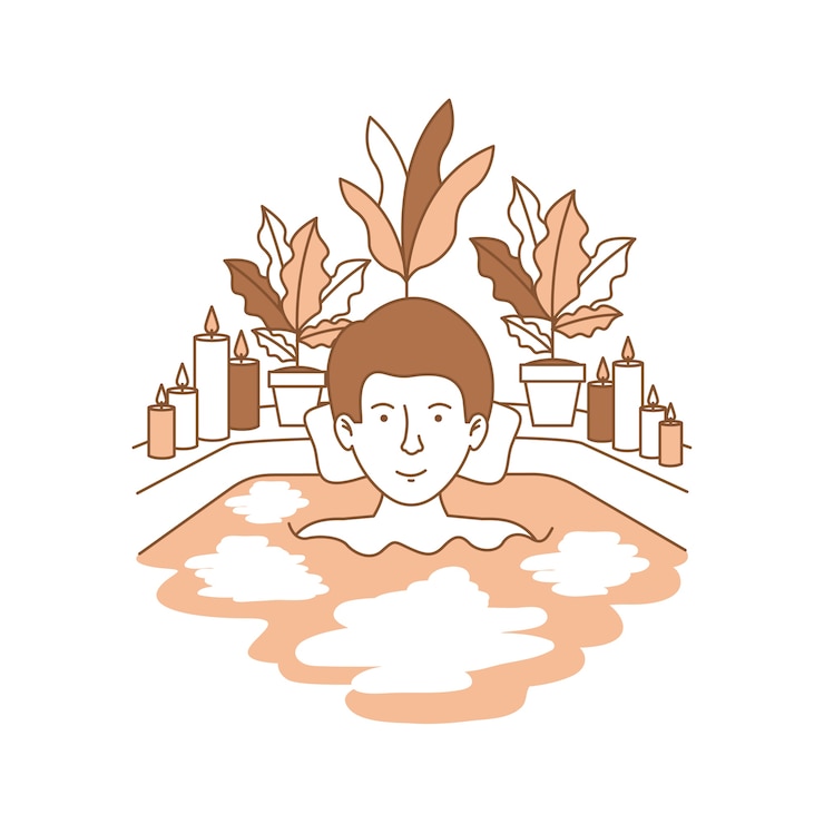 Vector 집 욕조를 복용하는 사람