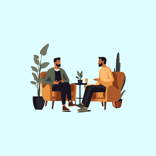 a man talking to his psychologist vector illustration