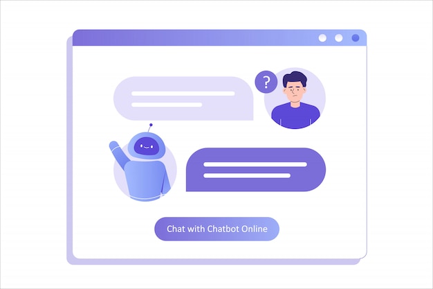 Man talking with chat bot in a big user interface