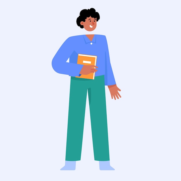 Vector man teacher holding book