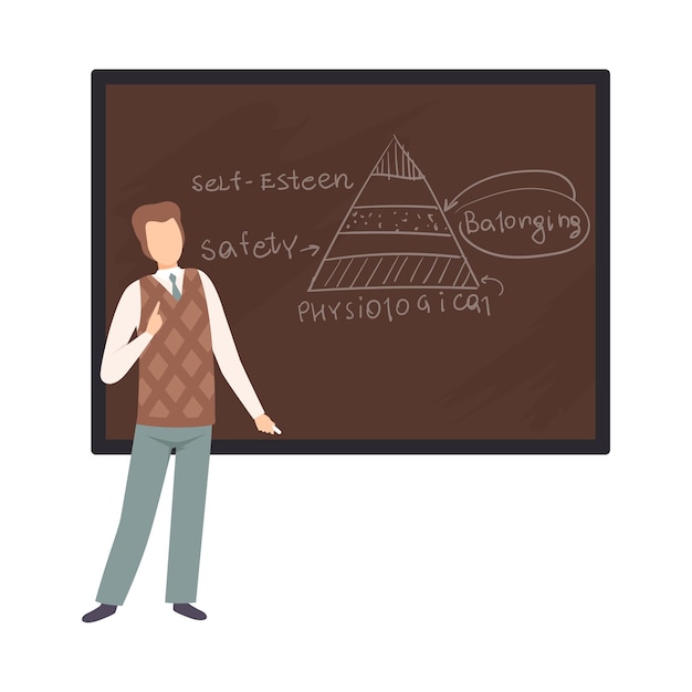 Man teaches a lecture on psychology vector illustration