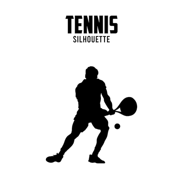 Illustrazione della silhouette vettoriale di un giocatore di tennis isolato su uno sfondo bianco