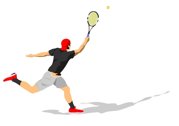 Man Tennisser in actie Gekleurde Vector