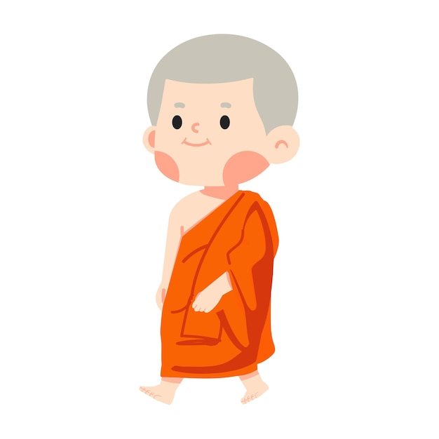 Vector man thai buddhist monk walking