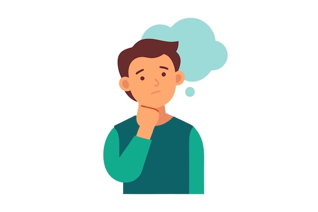man thinking clipart cartoon style vector illustration on white background