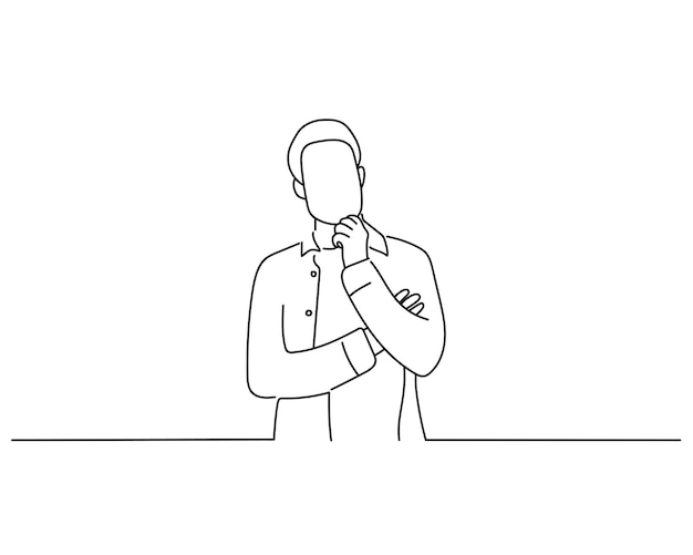 スケッチや連続線画イラストを考える人 プレミアムベクター スケッチや連続線画イラストを考える人 プレミアムベクター