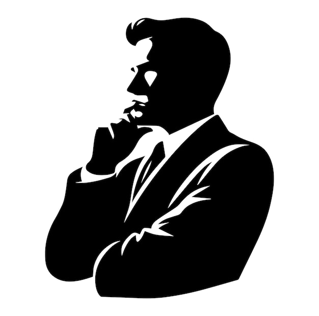 Man thinking vector silhouette vector