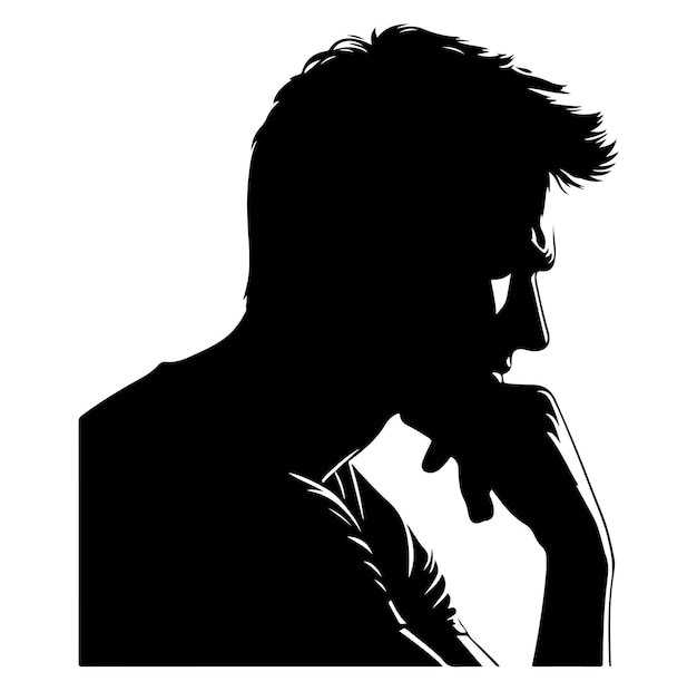 Man thinking vector silhouette vector