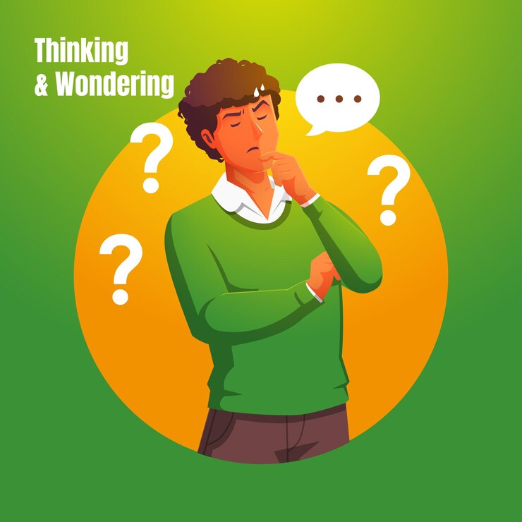 Vector a man thinks and asks with a speech bubble symbol