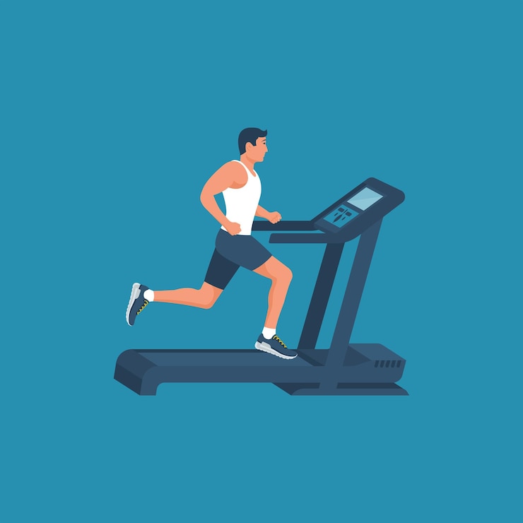 Vector man on a treadmill athlete in sportswear vector
