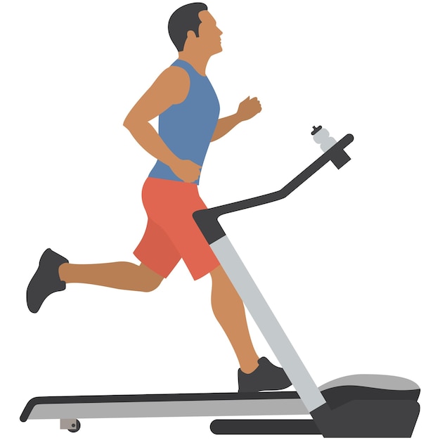 Man on treadmill vector gym sport fitness machine