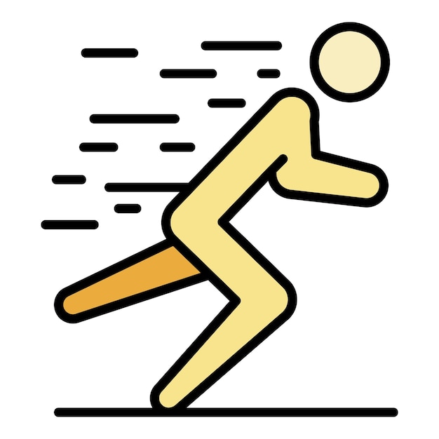 Man triathlon running icon Outline man triathlon running vector icon color flat isolated