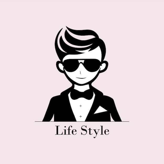 A man in a tuxedo with the word life style on it.