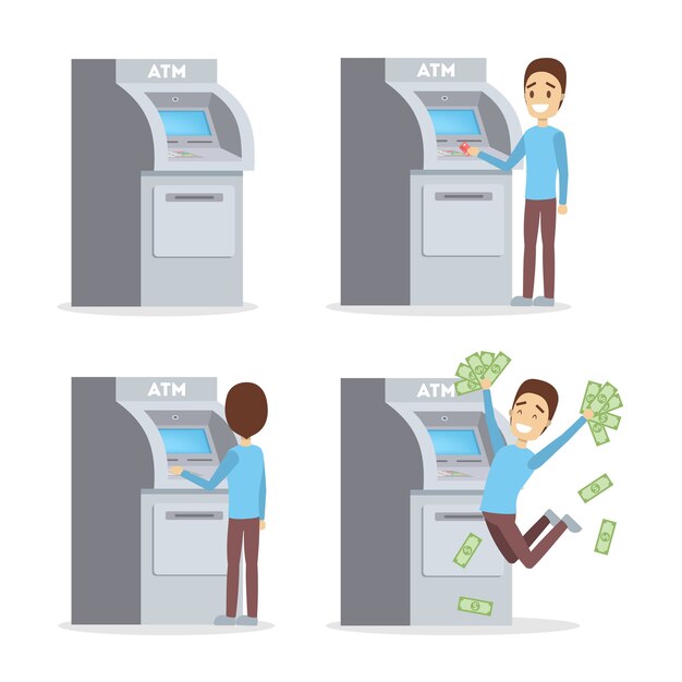 ATM Machine illustration. Pin code ATM.