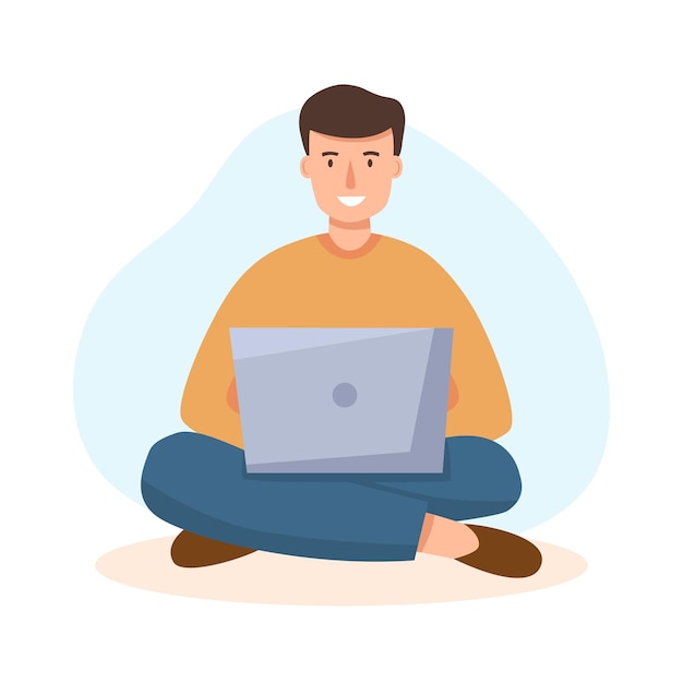 man using laptop - freelance concept