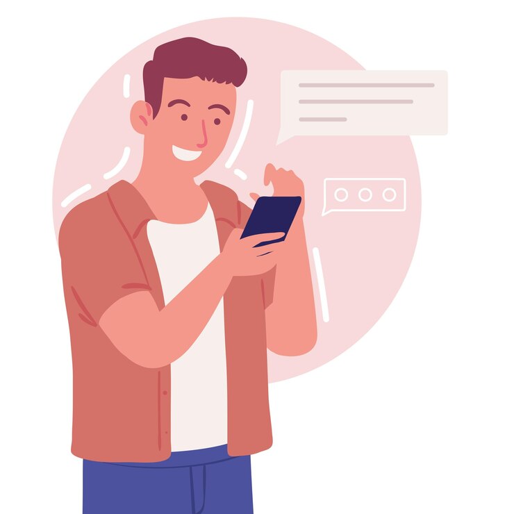 Vector man using smartphone