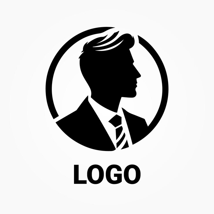 Man vector logo silhouette with white background