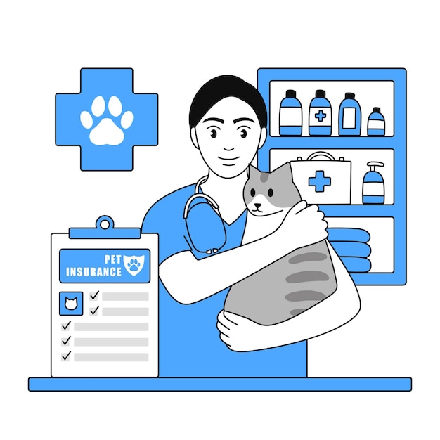 Man veterinarian doctor holds a cat in his arms Pet treatment Pet insurance