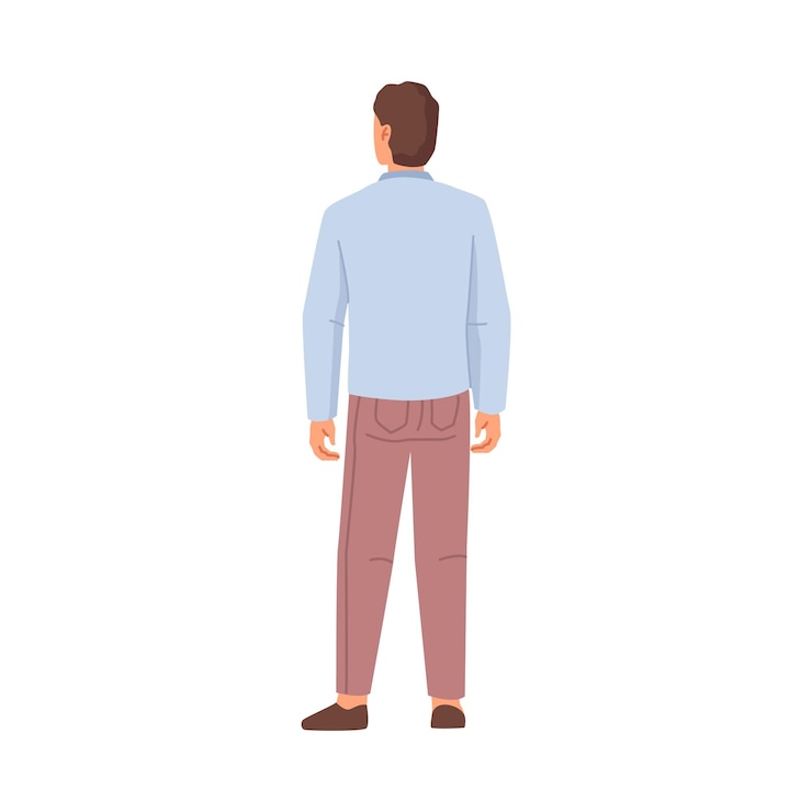 Vector man view from behind flat cartoon character