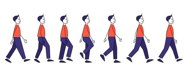 Vector man walking in different poses simple figure sketch vector