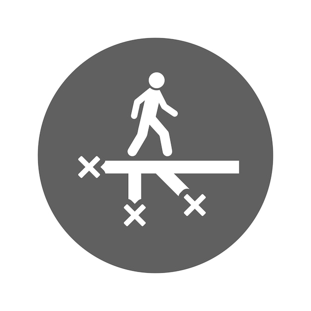 Vector man walking on footbridge icon