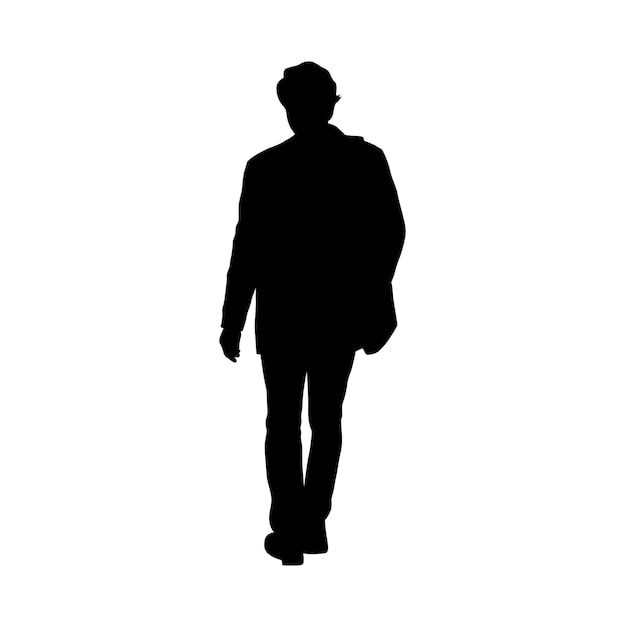 Vector man walking forward isolated vector silhouette front view