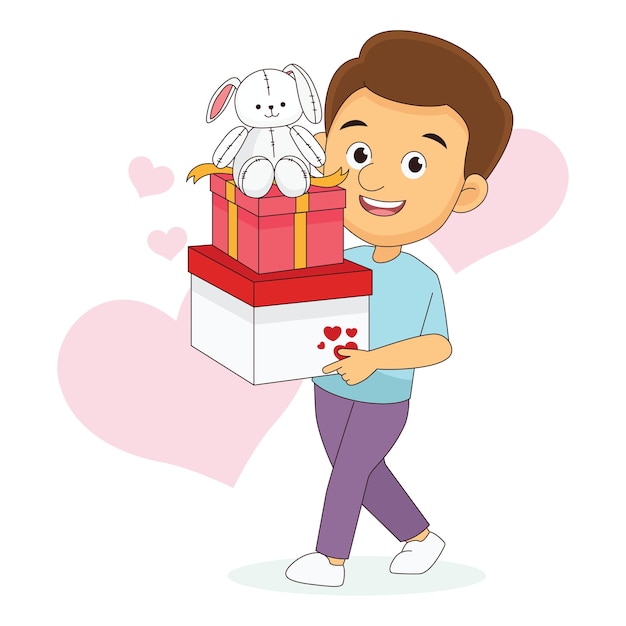 Man walking and holding large gift present box