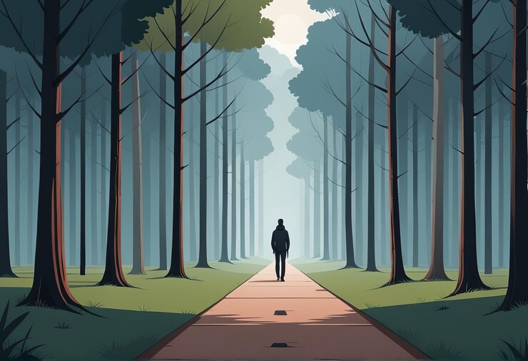 Vector man walking in a park in autumn man walking in a park in autumn vector illustration of walking