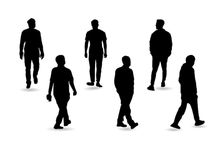 Vector man walking silhouette vector graphics or collection of walking silhouettes