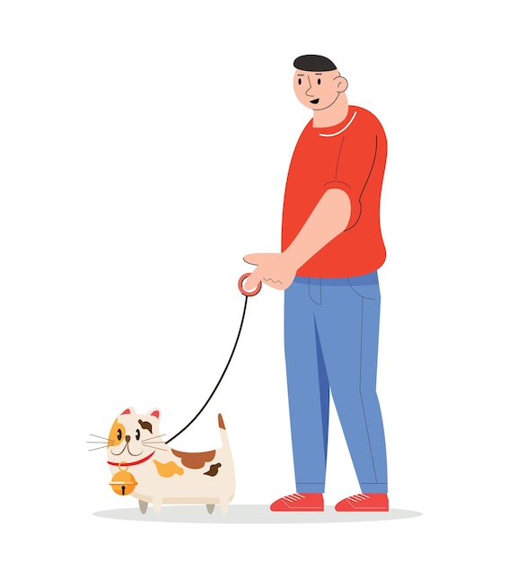 Man walking with a dog vector illustration