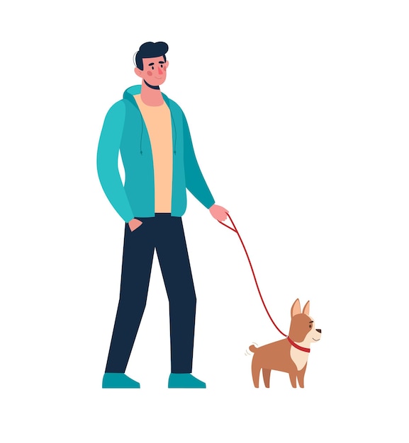 Man walking with little dog