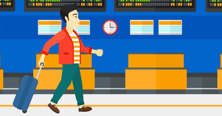 वेक्टर man walking with suitcase