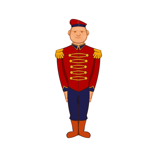 Vector man wearing army uniform 19th century icon in cartoon style on a white background