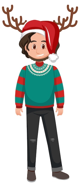 A man wearing Christmas outfits on white background