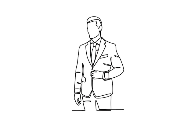 A man wearing a luxurious tuxedo tuxedo oneline drawing